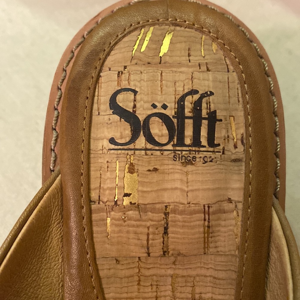 SOFFT Leather Sandals Cork Wedge Slide 9W - Picture 9 of 9